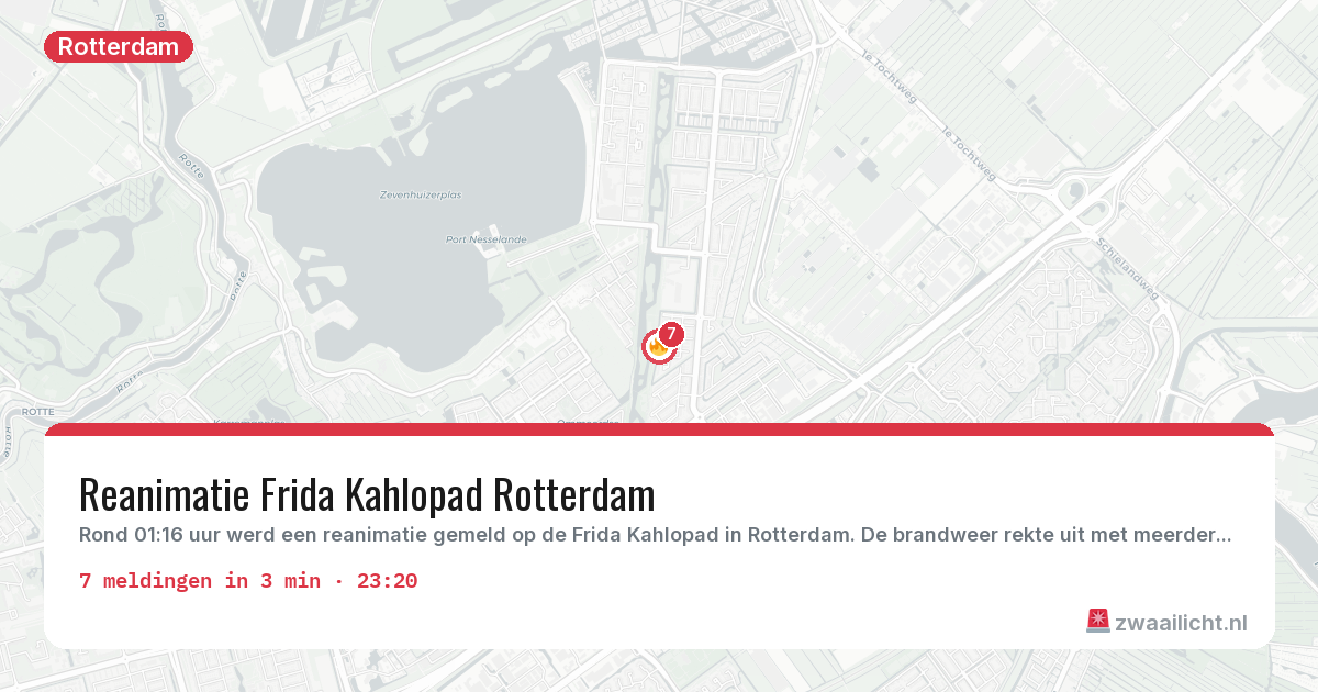 Kaart van de activiteitspiek bij Rotterdam