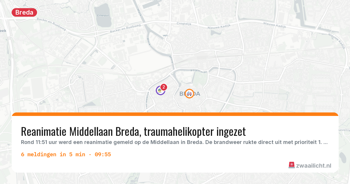 Kaart van de activiteitspiek bij Breda