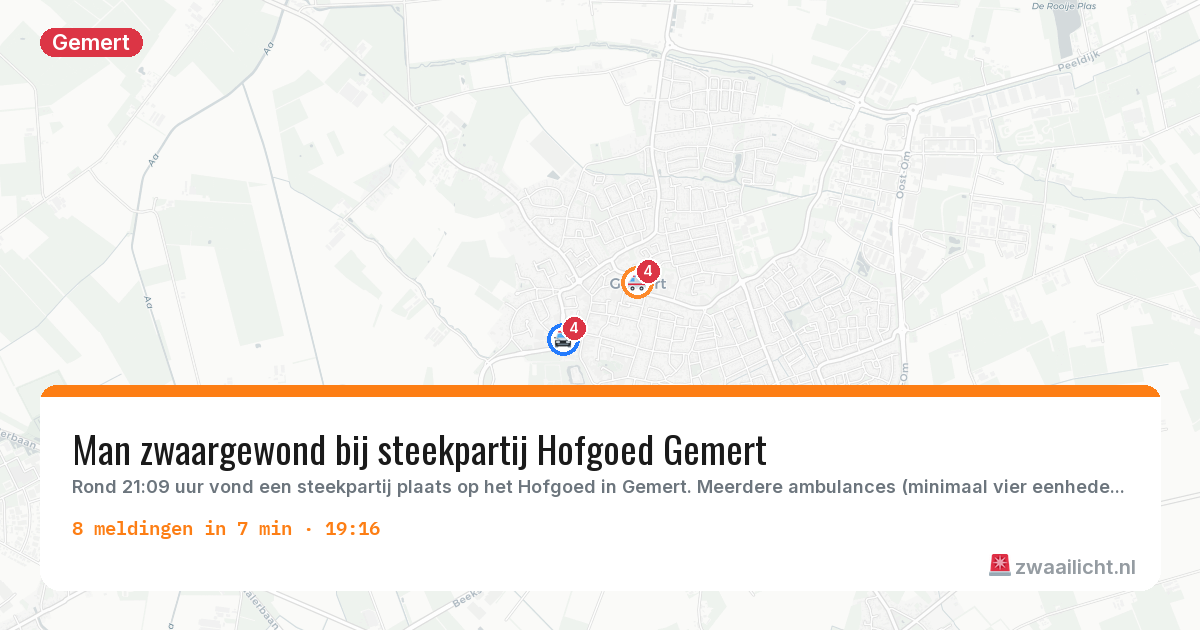 Kaart van de activiteitspiek bij Gemert