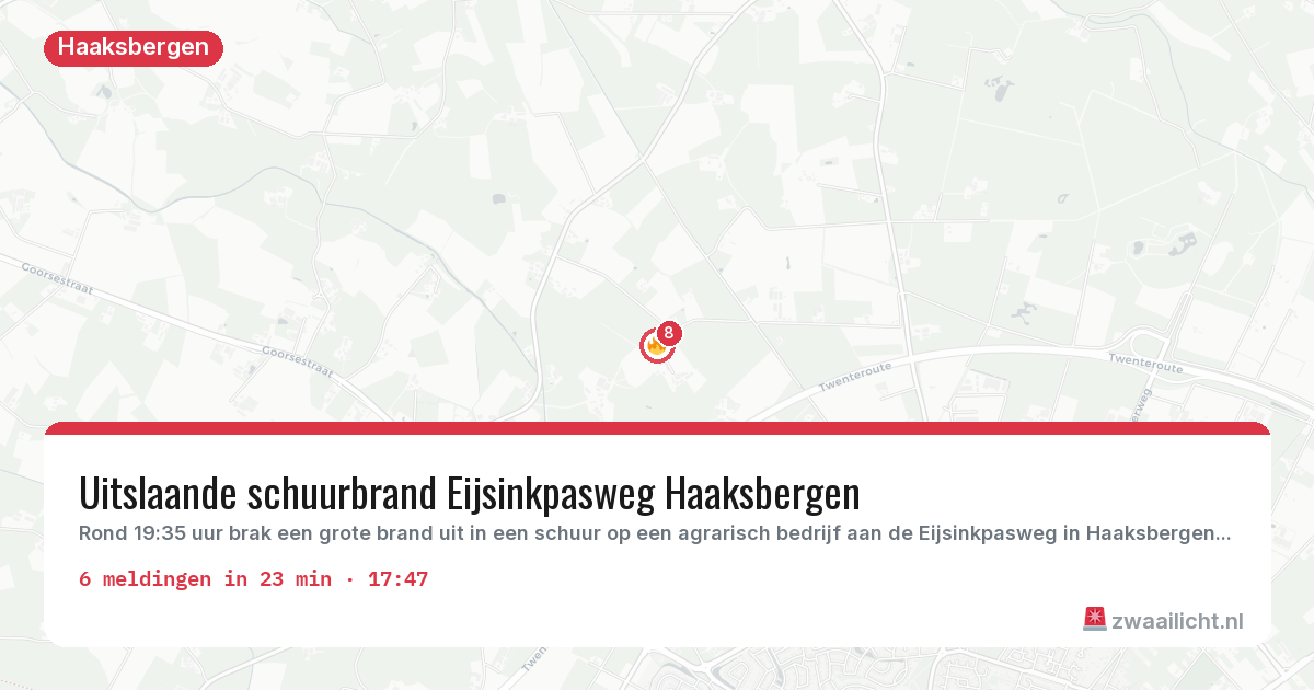 Kaart van de activiteitspiek bij Haaksbergen