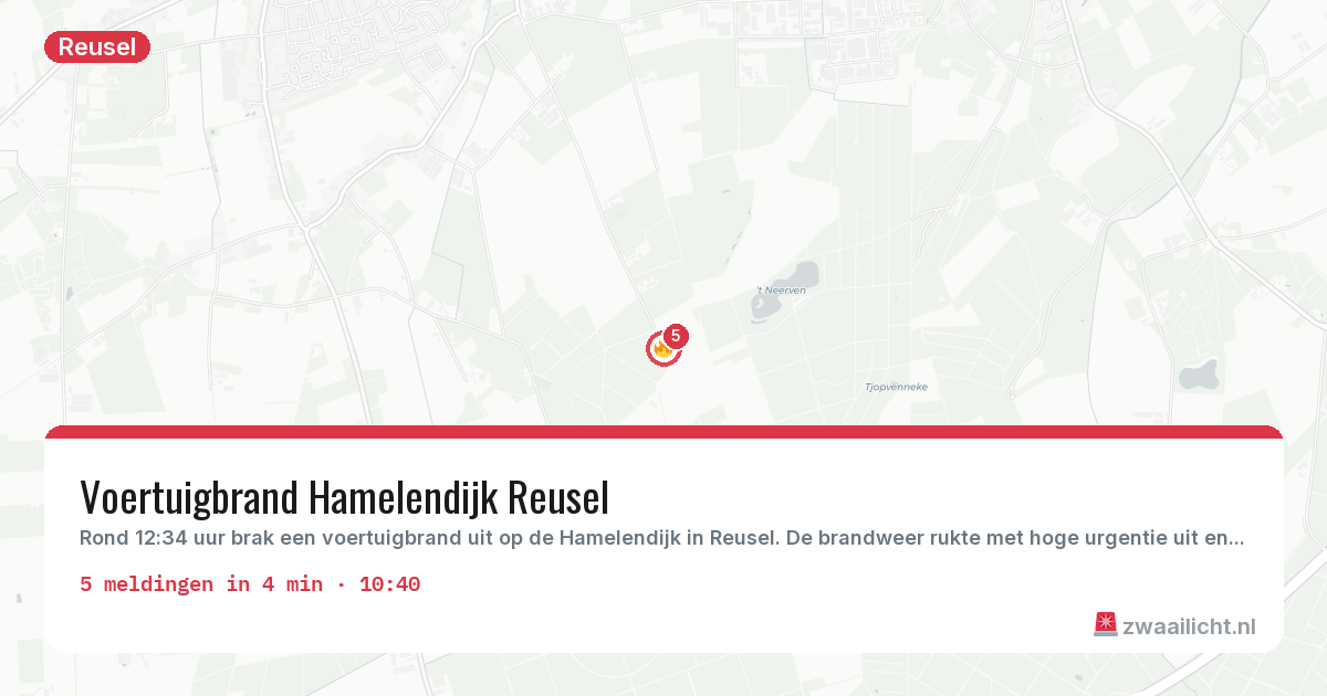 Kaart van de activiteitspiek bij Reusel