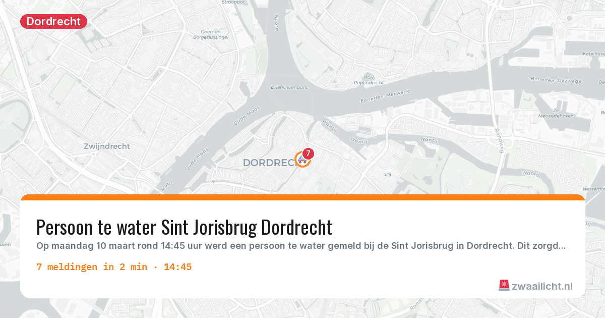 Kaart van de activiteitspiek bij Dordrecht