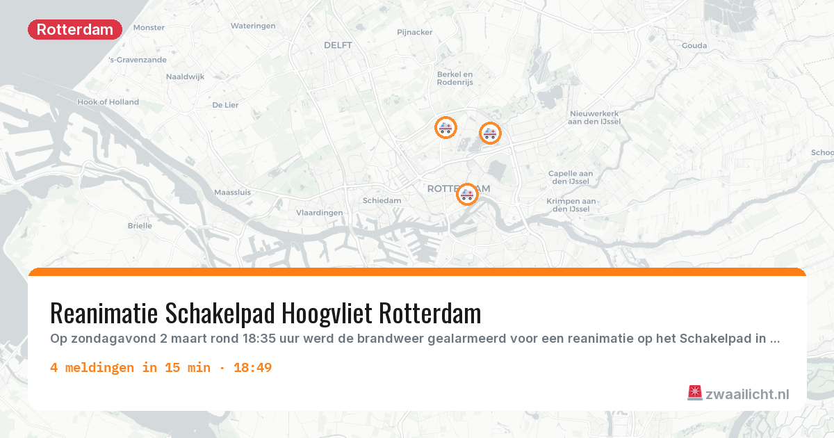 Kaart van de activiteitspiek bij Rotterdam