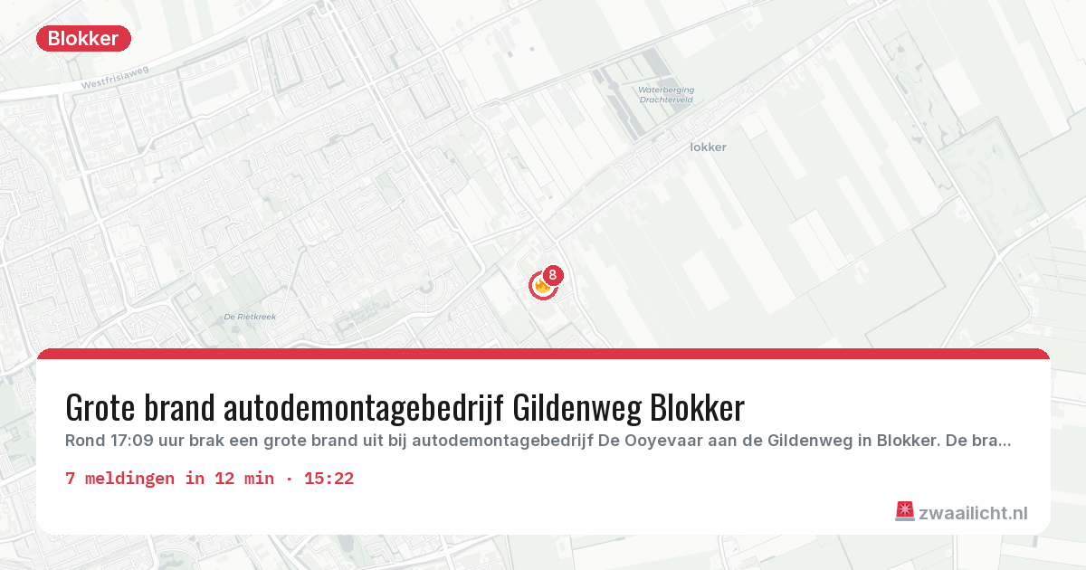 Kaart van de activiteitspiek bij Blokker