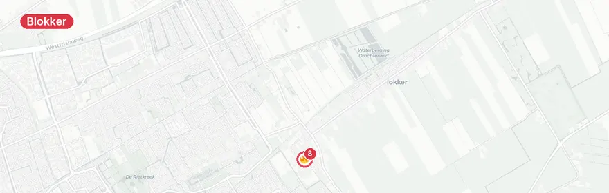 Kaart van Grote brand autodemontagebedrijf Gildenweg Blokker