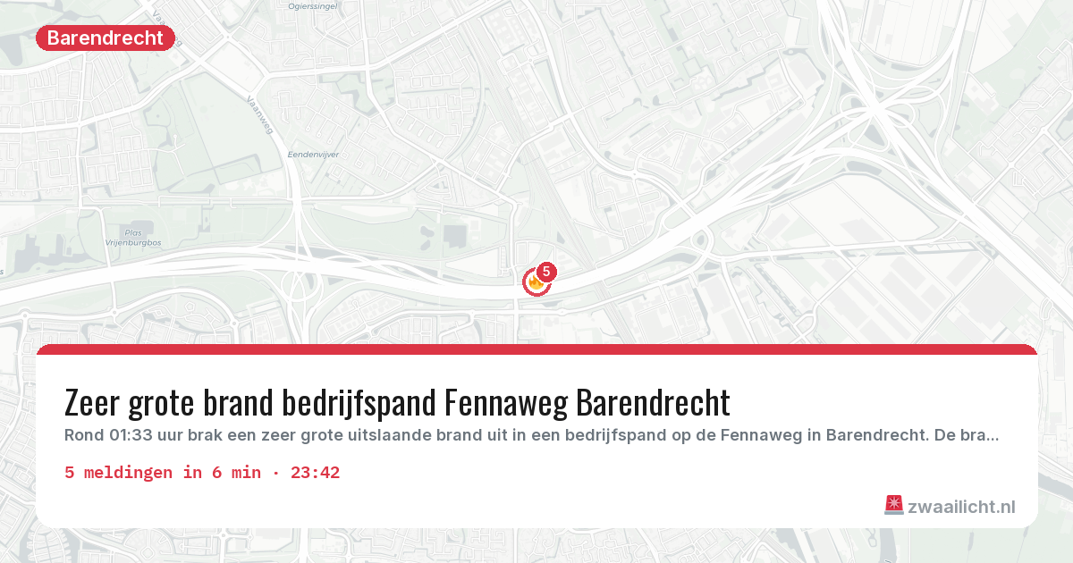 Kaart van de activiteitspiek bij Barendrecht