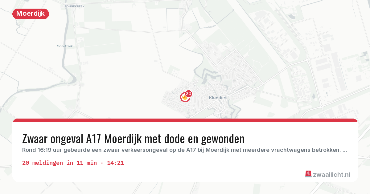 Kaart van de activiteitspiek bij Moerdijk