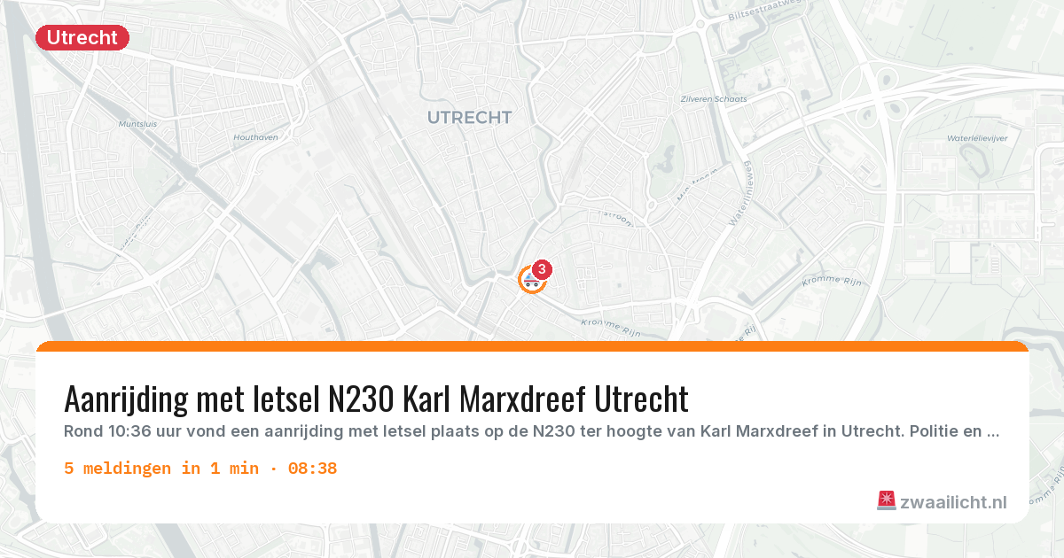 Kaart van de activiteitspiek bij Utrecht