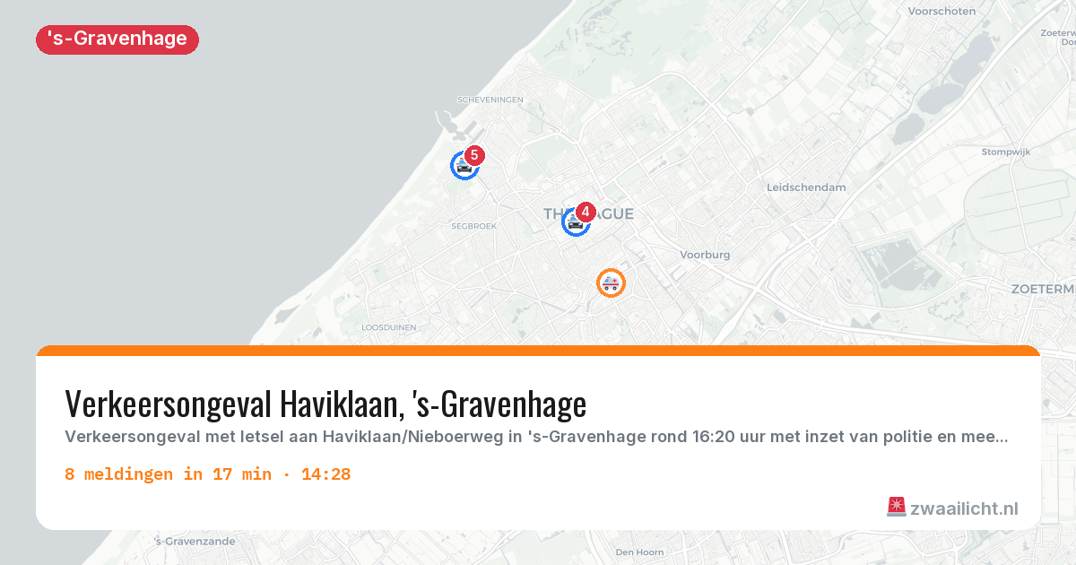 Kaart van de activiteitspiek bij 's-Gravenhage