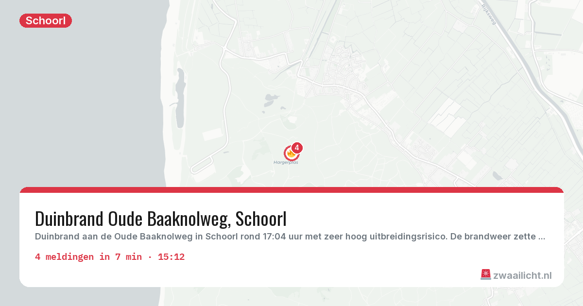 Kaart van de activiteitspiek bij Schoorl