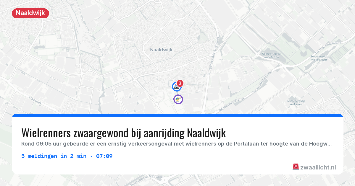 Kaart van de activiteitspiek bij Naaldwijk