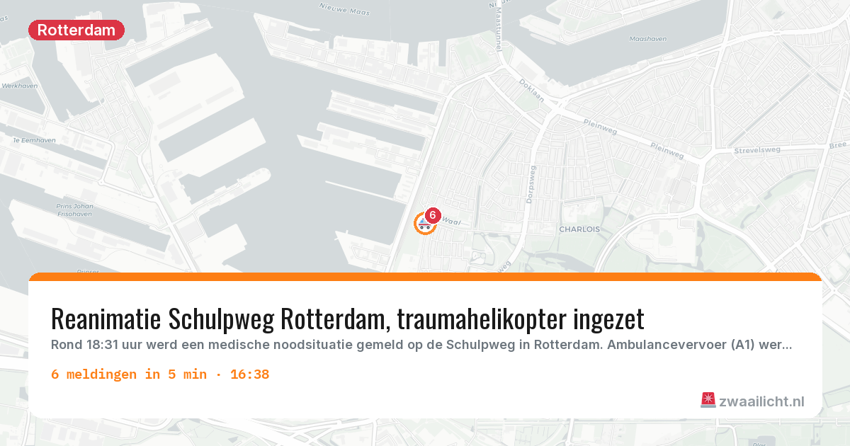 Kaart van de activiteitspiek bij Rotterdam