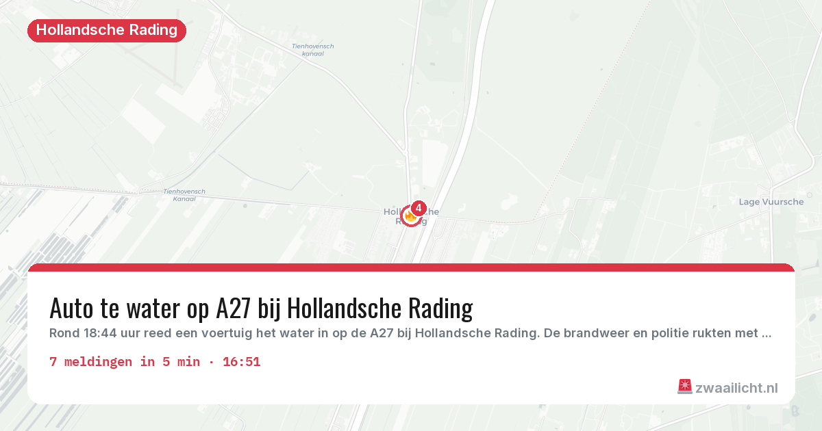 Kaart van de activiteitspiek bij Hollandsche Rading