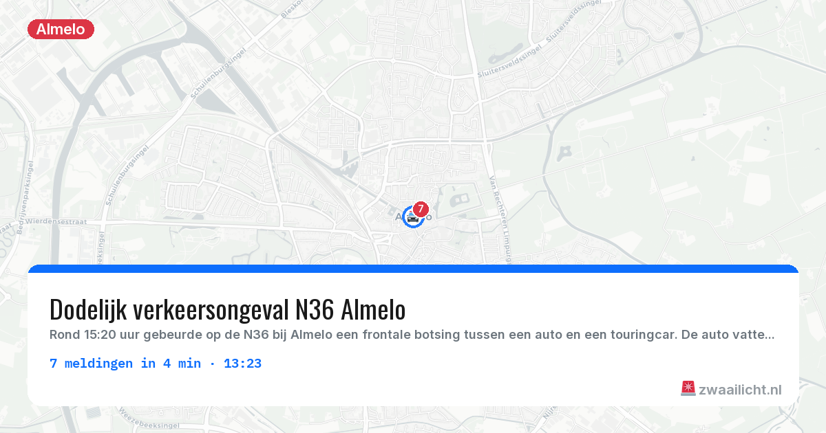 Kaart van de activiteitspiek bij Almelo