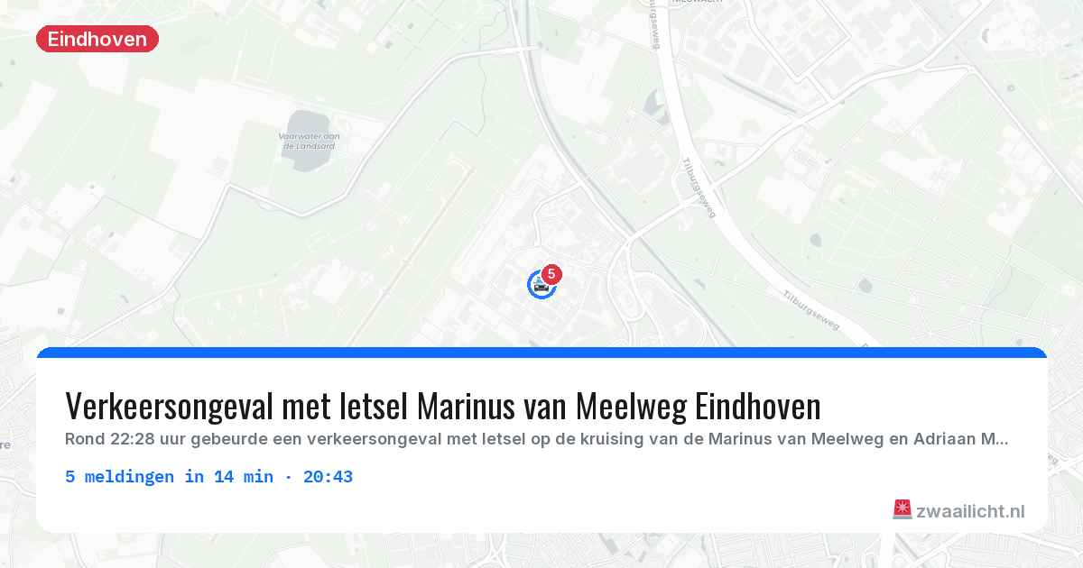 Kaart van de activiteitspiek bij Eindhoven