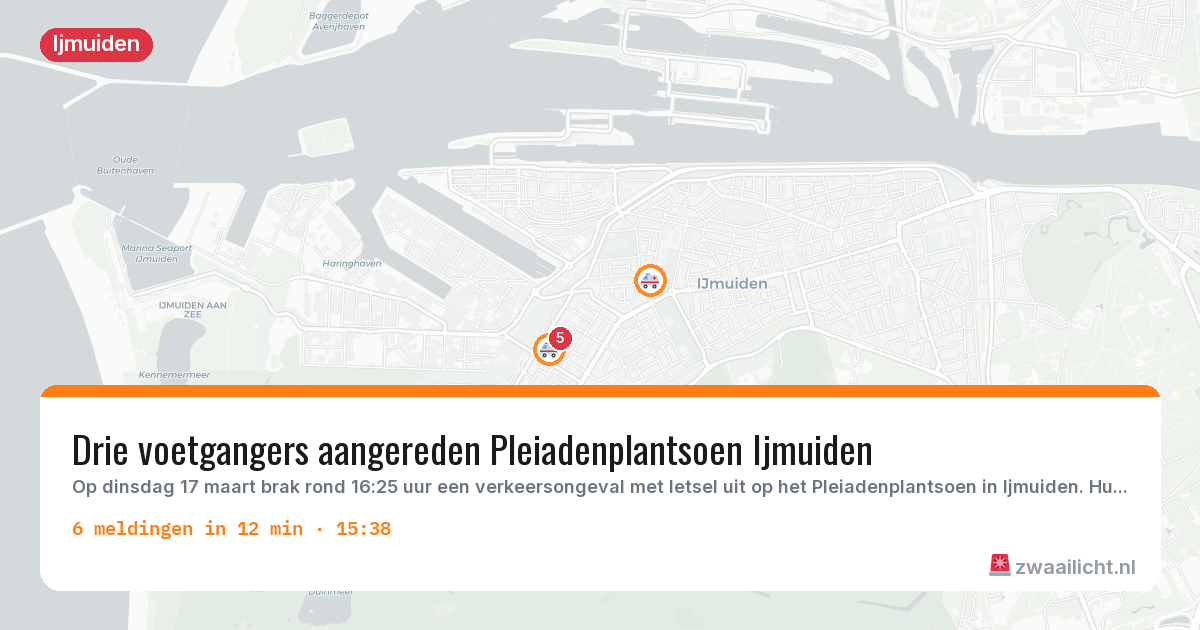 Kaart van de activiteitspiek bij Ijmuiden