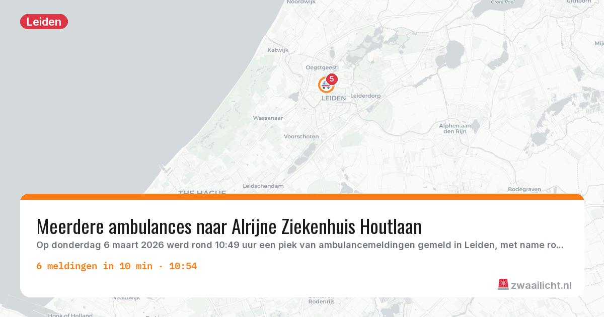 Kaart van de activiteitspiek bij Leiden