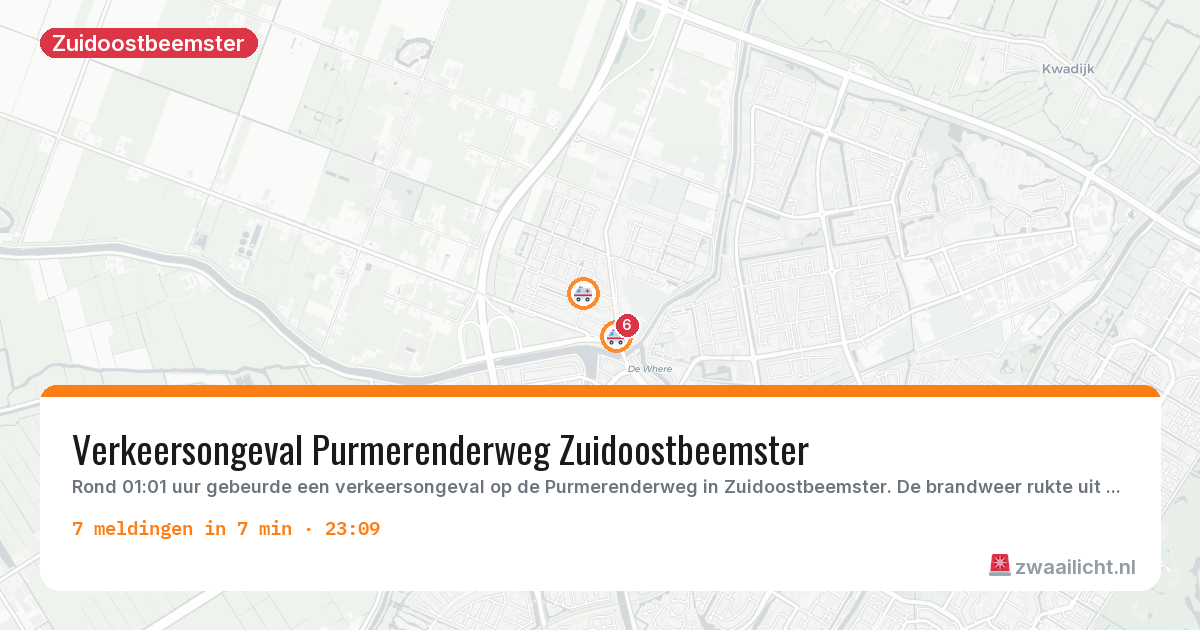Kaart van de activiteitspiek bij Zuidoostbeemster