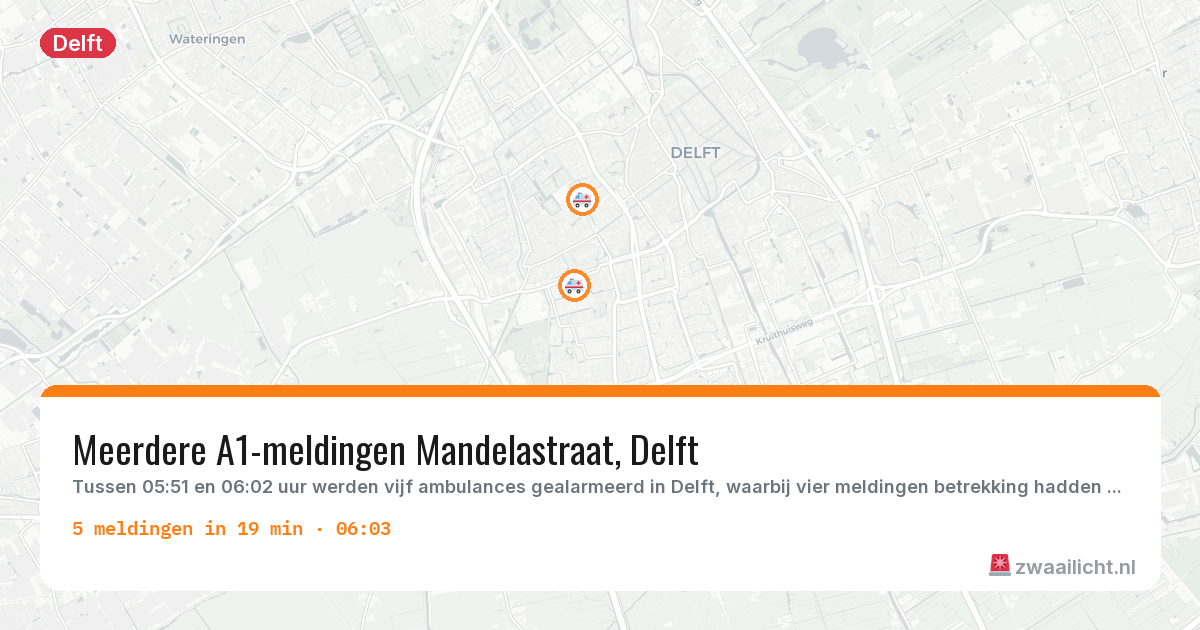 Kaart van de activiteitspiek bij Delft
