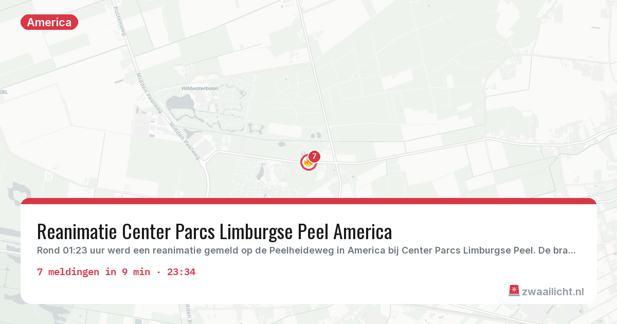 Kaart van de activiteitspiek bij America