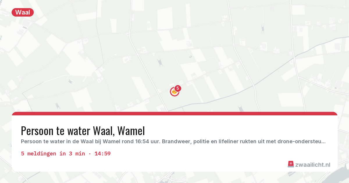 Kaart van de activiteitspiek bij Waal