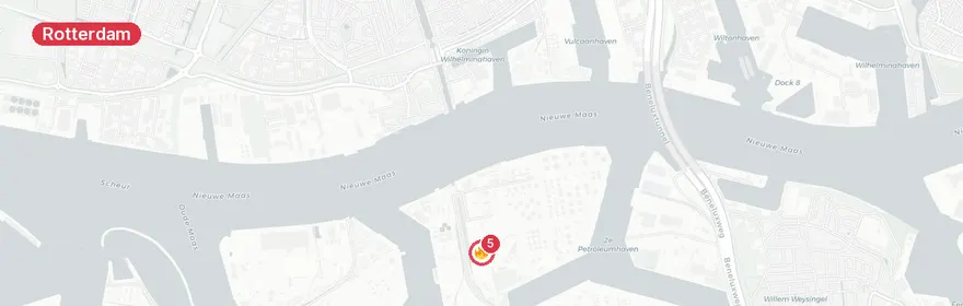 Kaart van Oefenalarm brandweer Rotterdam Rijnmond