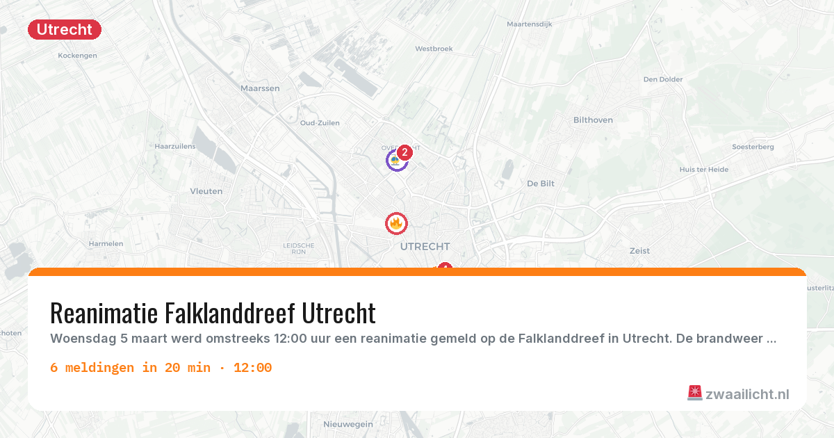 Kaart van de activiteitspiek bij Utrecht