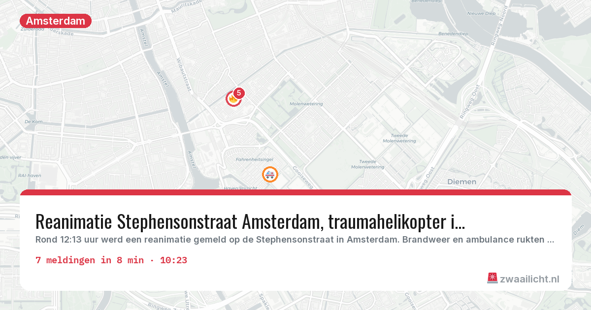 Kaart van de activiteitspiek bij Amsterdam