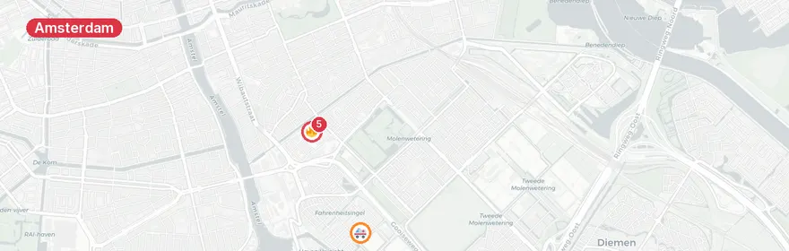 Kaart van Reanimatie Stephensonstraat Amsterdam, traumahelikopter i...