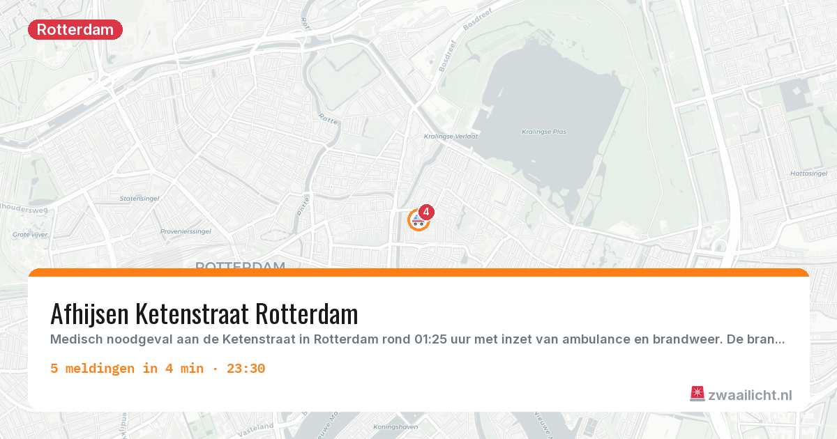 Kaart van de activiteitspiek bij Rotterdam