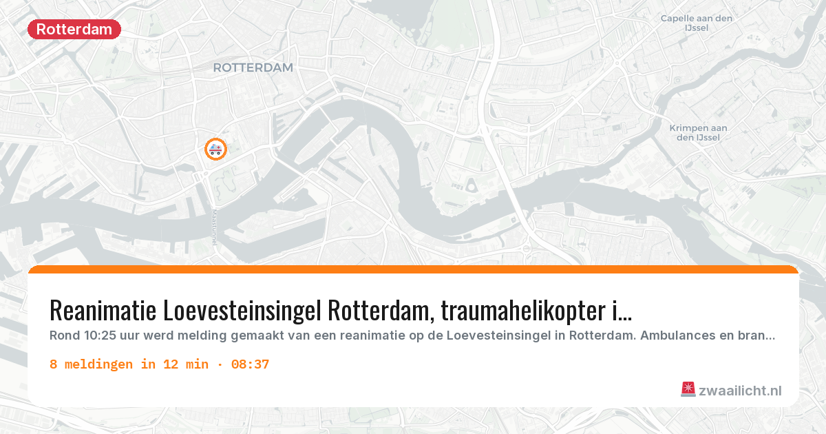 Kaart van de activiteitspiek bij Rotterdam