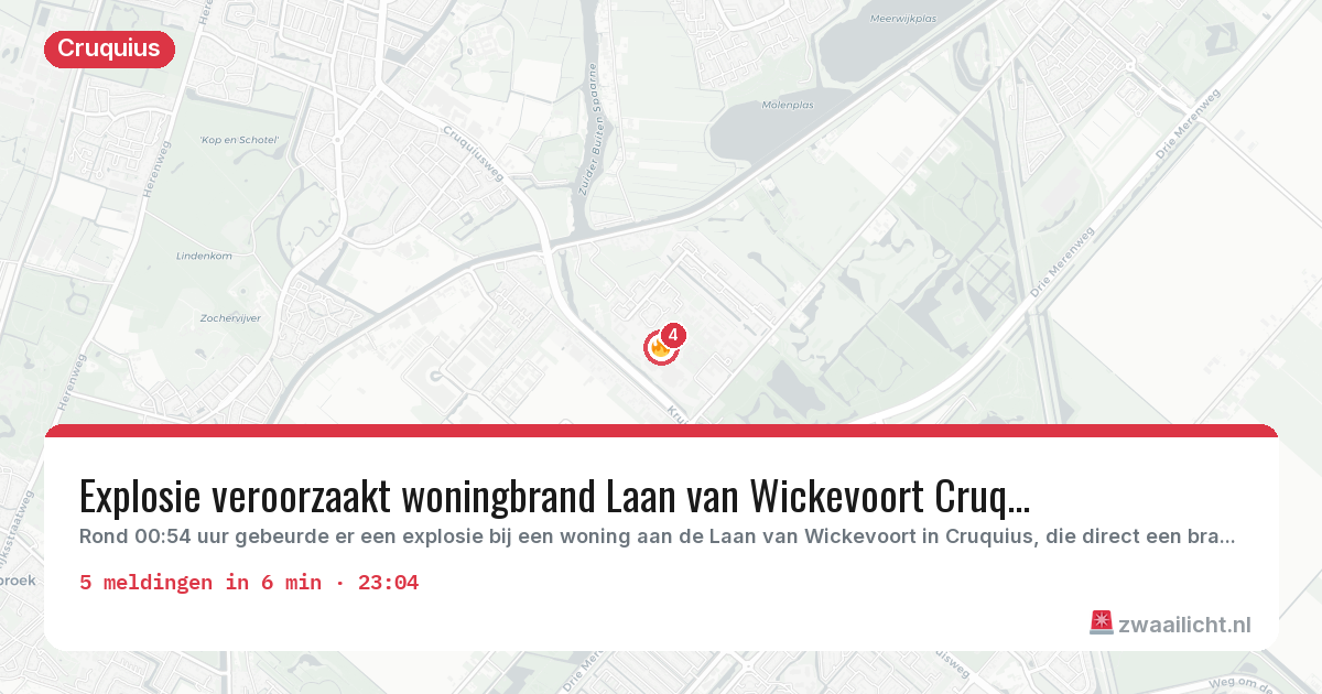 Kaart van de activiteitspiek bij Cruquius