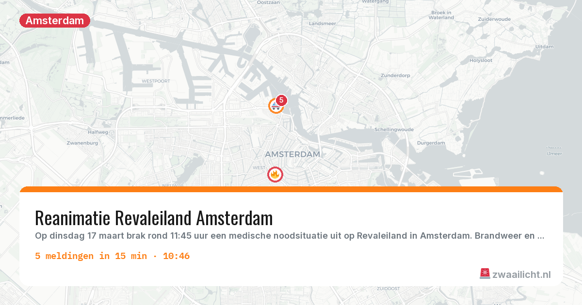 Kaart van de activiteitspiek bij Amsterdam