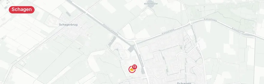 Kaart van Zeer grote brand autobedrijf Zijperweg Schagen