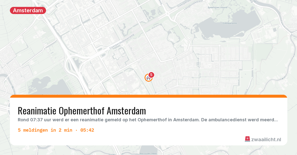 Kaart van de activiteitspiek bij Amsterdam
