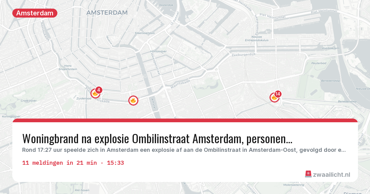 Kaart van de activiteitspiek bij Amsterdam