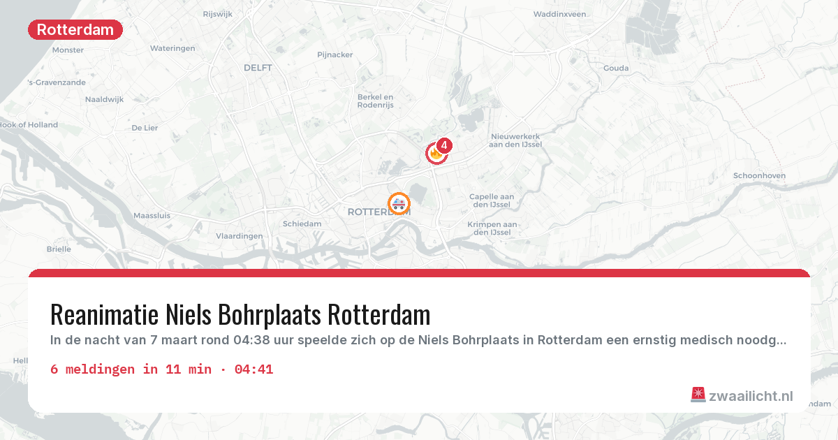 Kaart van de activiteitspiek bij Rotterdam