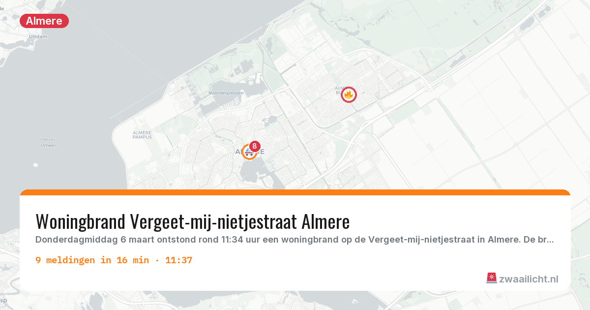 Kaart van de activiteitspiek bij Almere