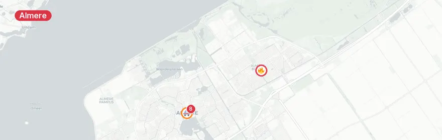 Kaart van Woningbrand Vergeet-mij-nietjestraat Almere