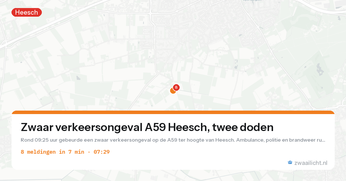 Kaart van de activiteitspiek bij Heesch