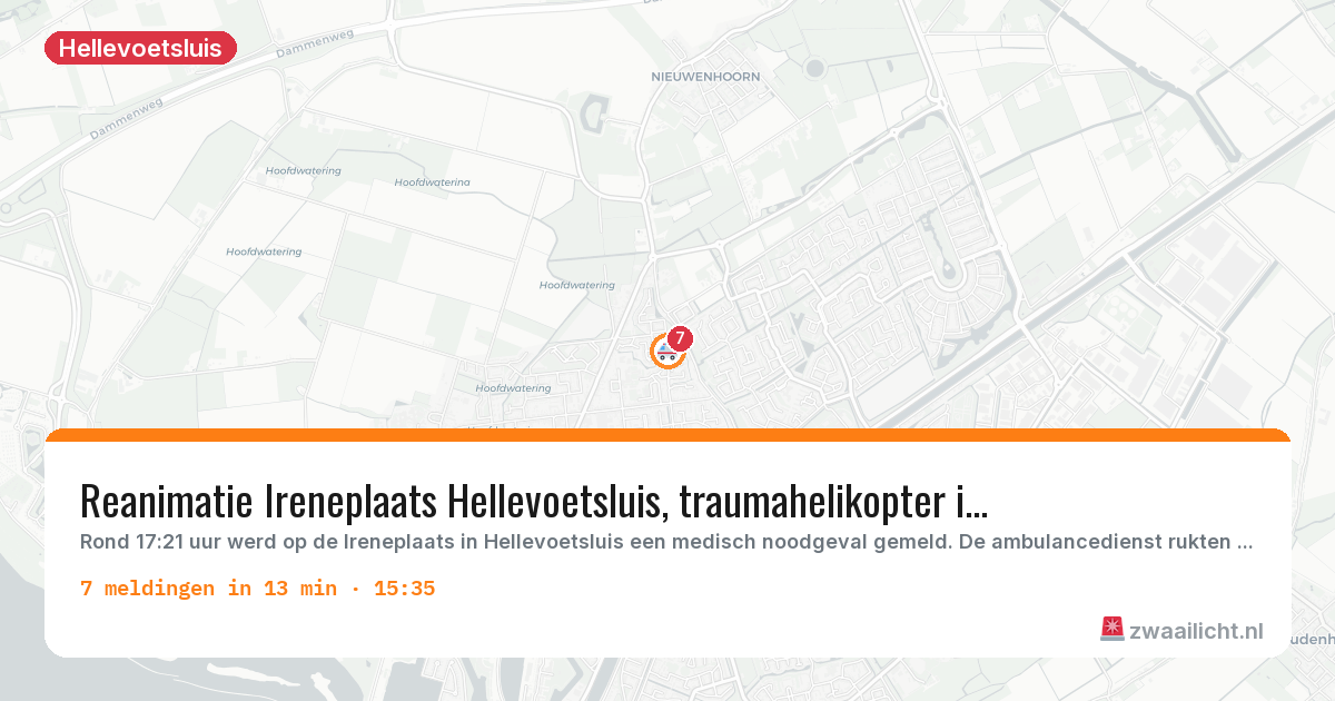 Kaart van de activiteitspiek bij Hellevoetsluis