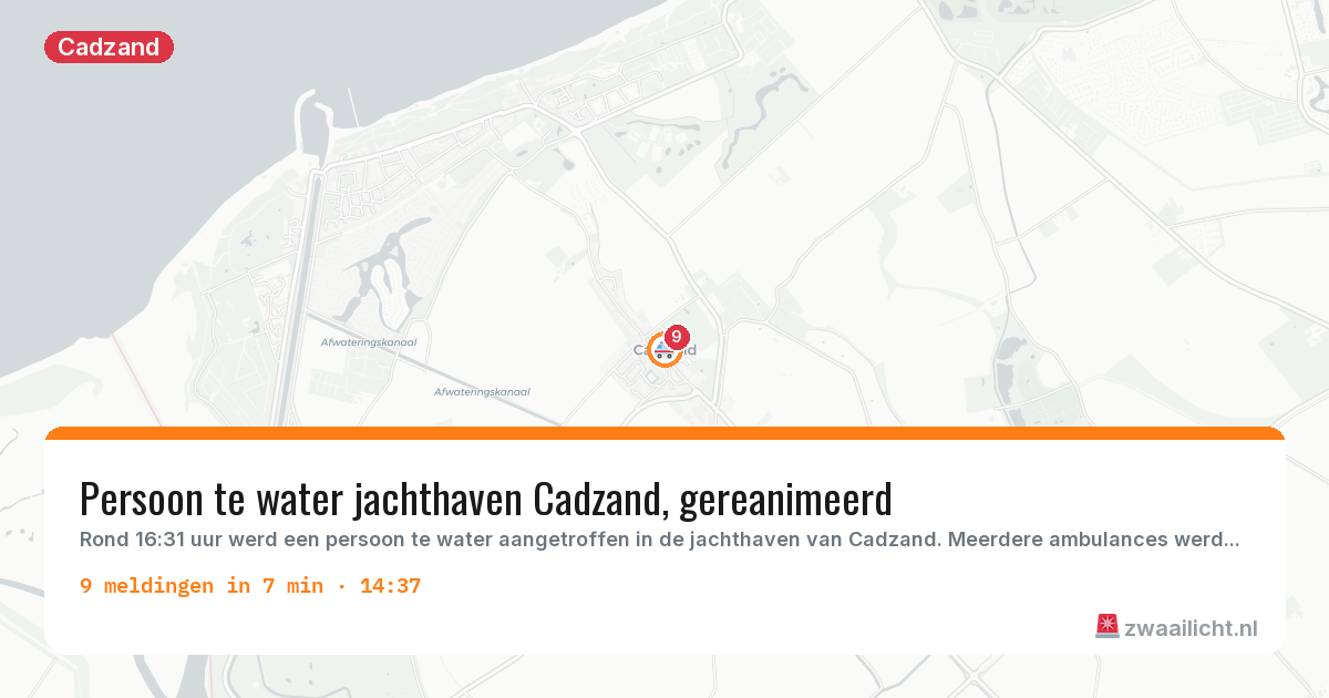 Kaart van de activiteitspiek bij Cadzand