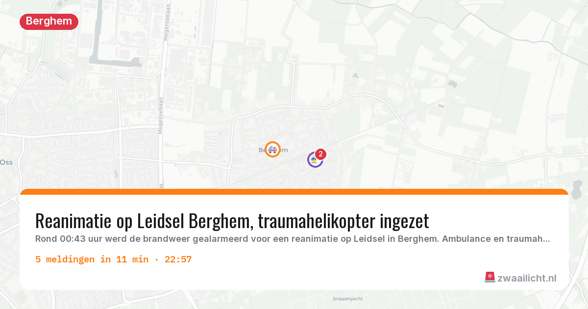 Kaart van de activiteitspiek bij Berghem