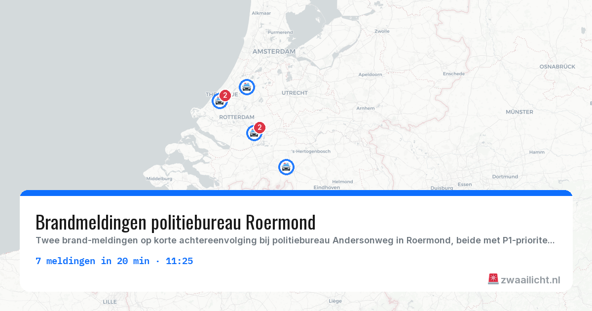 Kaart van de activiteitspiek bij Politie