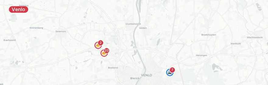 Kaart van Grote industriebrand James Cookweg Venlo