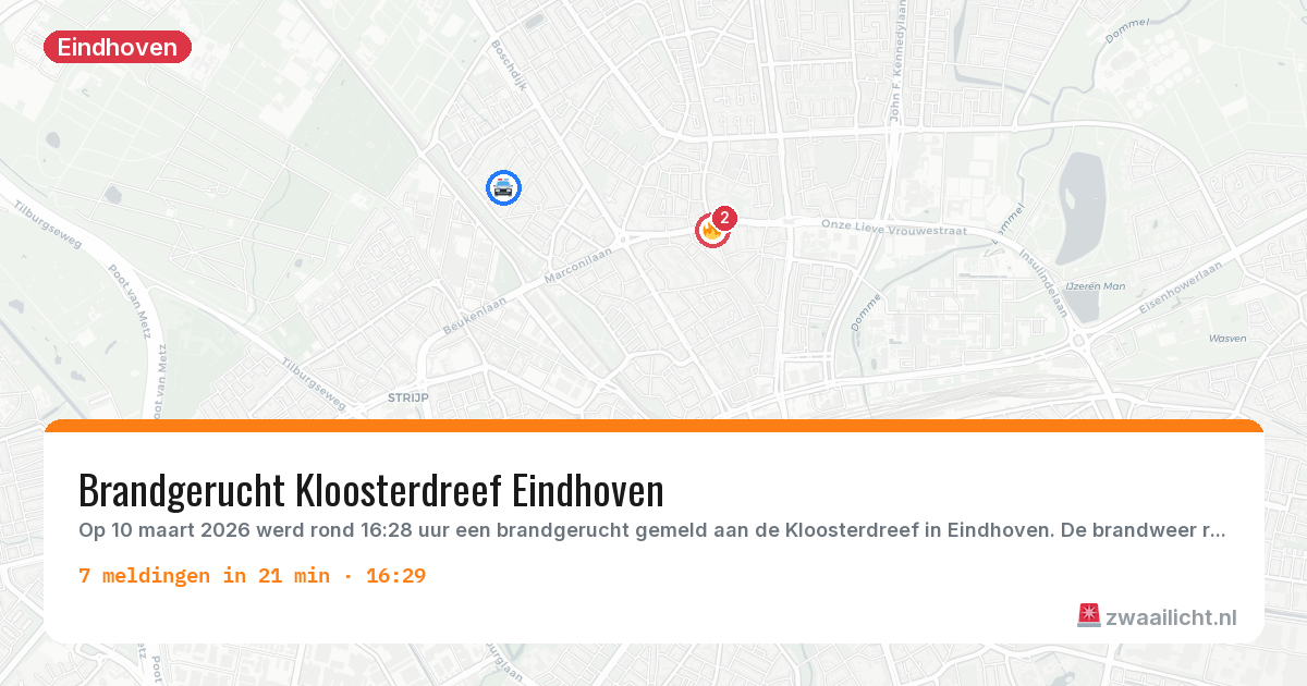 Kaart van de activiteitspiek bij Eindhoven