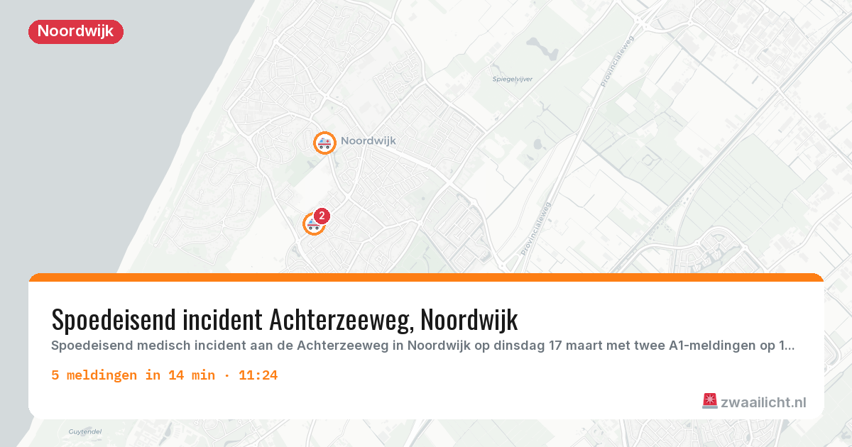 Kaart van de activiteitspiek bij Noordwijk