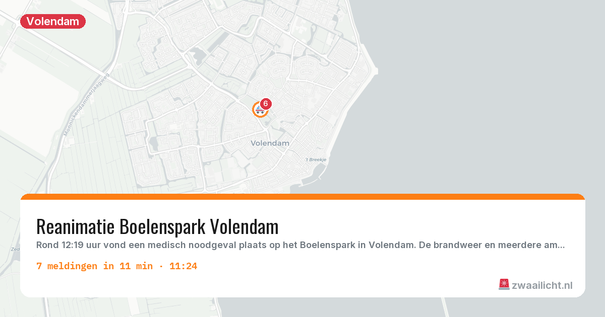 Kaart van de activiteitspiek bij Volendam