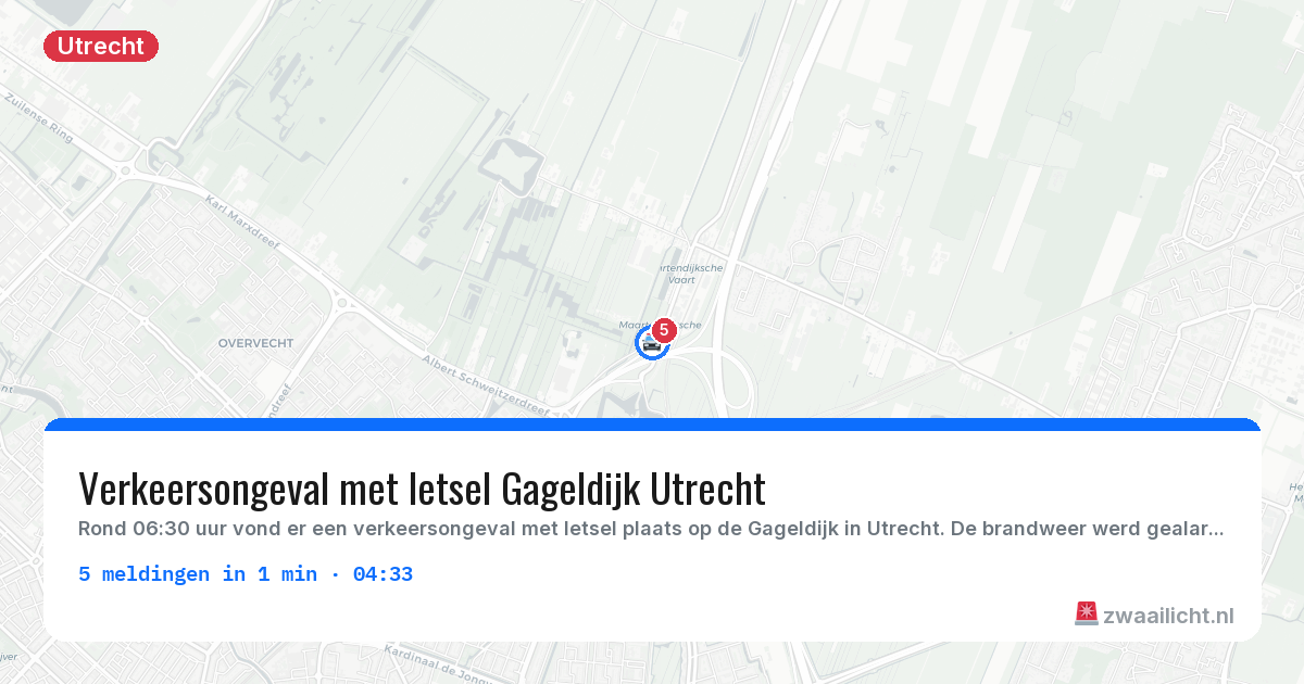 Kaart van de activiteitspiek bij Utrecht