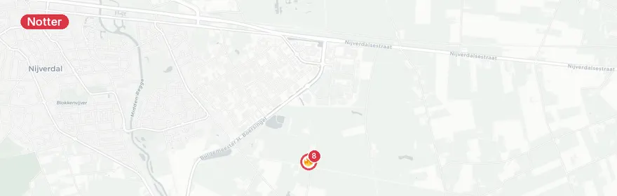 Kaart van Grote brand in veestal Blokdijk Notter